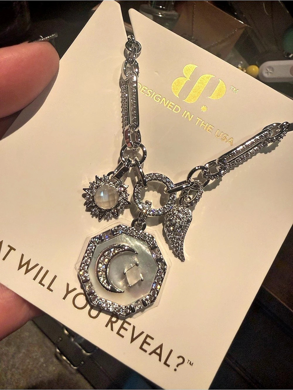 Bomb party halo Bella's luxe Ultra Rare Unicorn Necklace Silver Necklace NWT